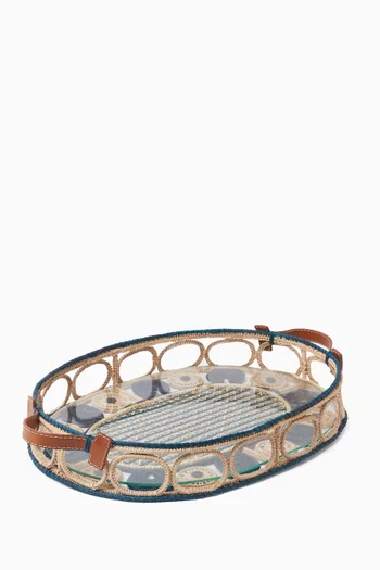 Small Nuit Tray in Iraca Palm & Leather