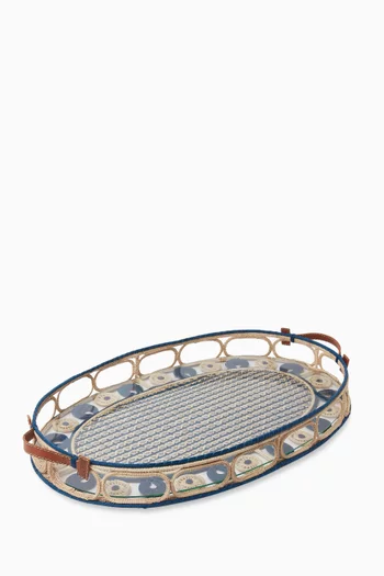 Large Nuit Tray in Iraca Palm & Leather