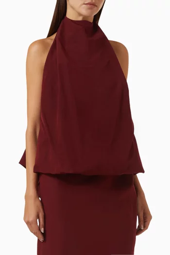 Open-back Halterneck Top in Cotton-silk