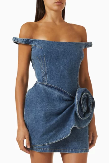 Off-Shoulder Mini Dress in Denim