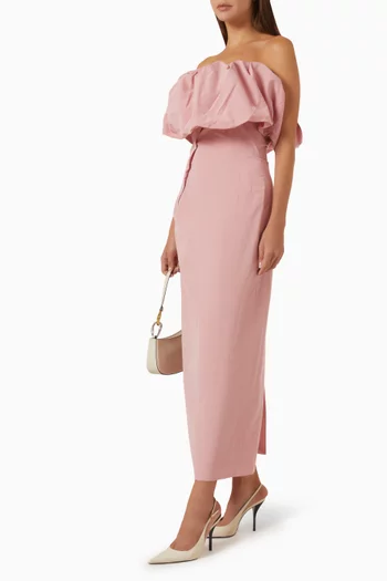 Sculptural Neckline Dress in Cotton-silk