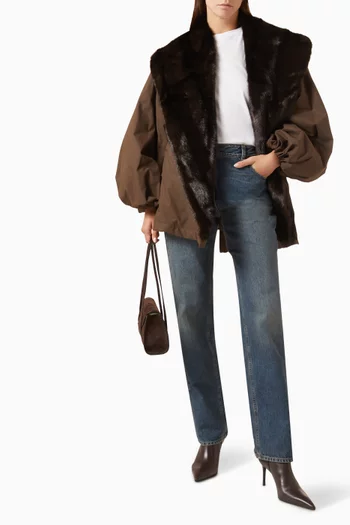 Belted Fur-trim Jacket