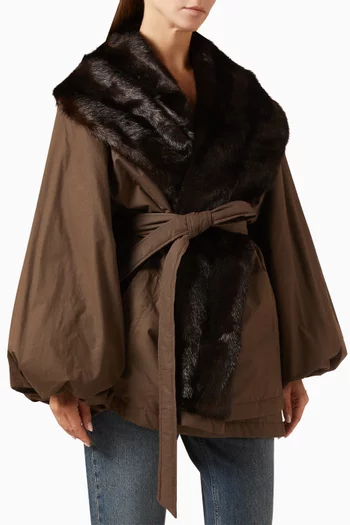 Belted Fur-trim Jacket
