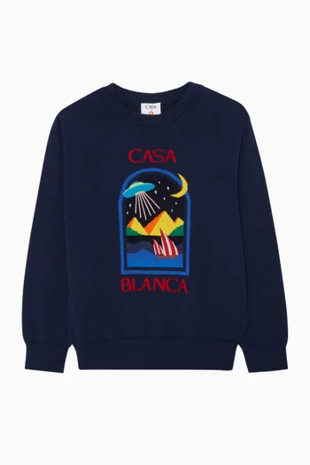Graphic Pyramid Abduction Sweatshirt in Cotton