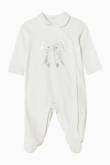 Bow-print Sleepsuit in Cotton
