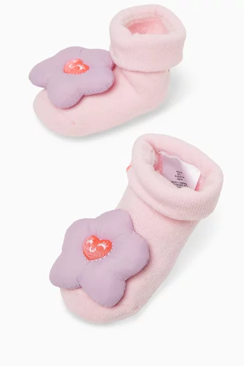 Turn-up Knit Booties in Cotton Blend