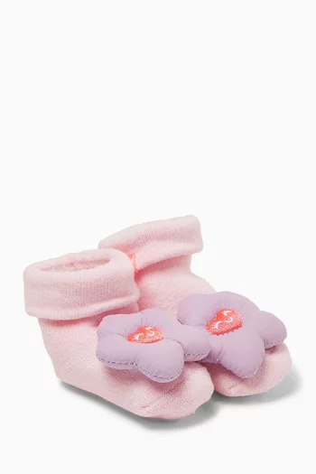 Turn-up Knit Booties in Cotton Blend