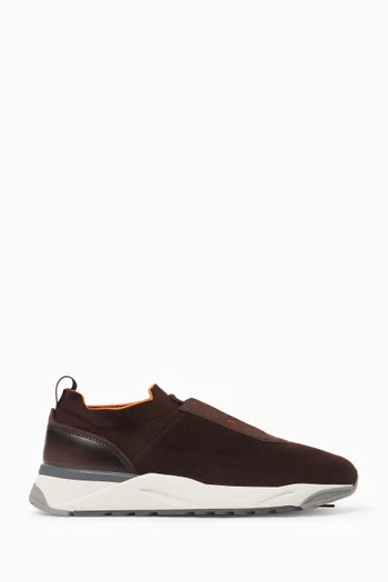 Chunky Sneakers in Farbic & Leather