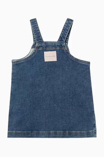 Floral-embroidered Dress in Denim