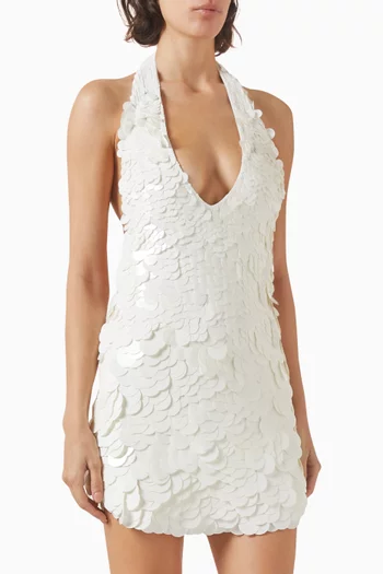 Fish Scale Bridal Mini Dress