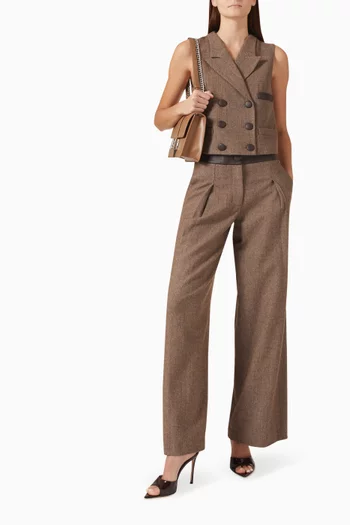 Wide-leg Pants in Herringbone Wool-blend