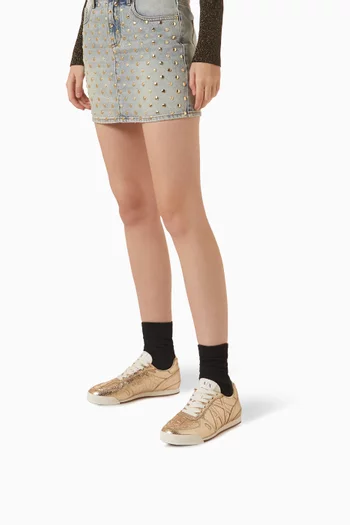 Crackle-effect Lace-up Sneakers