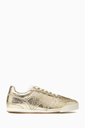 Crackle-effect Lace-up Sneakers