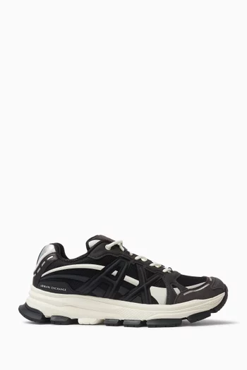Logo Sneakers in Mesh & Suede