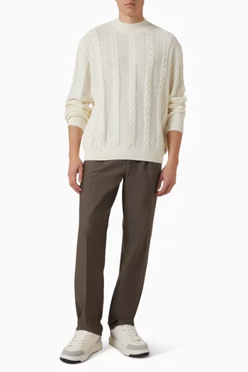 Cable-knit Sweater in Wool-cotton