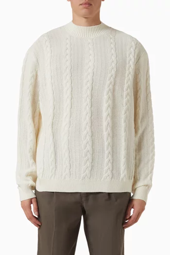 Cable-knit Sweater in Wool-cotton