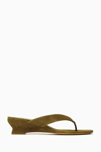 Micro Wedge Thong 40 Mules in Suede