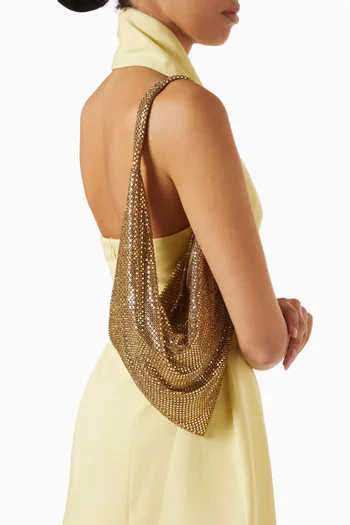 Small Ursula Shoulder Bag in Rhinestone Mesh