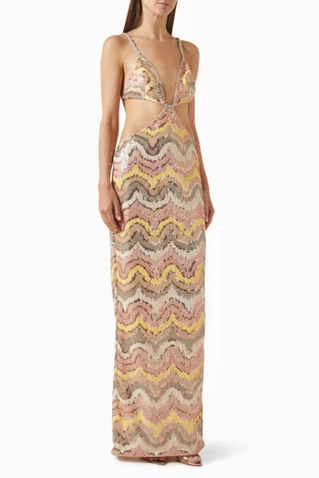 Sonia Sequin Cut-out Maxi Dress