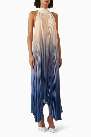 Olympia Pleated Halter Gown