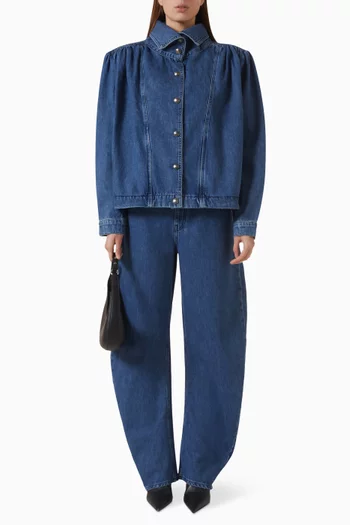 Draped Barrel-leg Jeans in Denim
