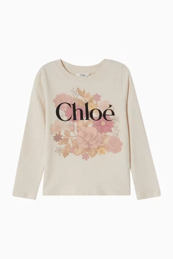 Floral Logo T-Shirt in Cotton Jersey