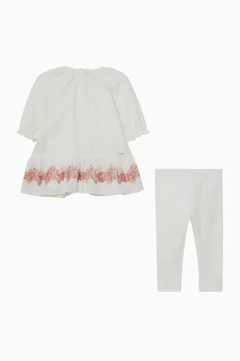 Floral Dress & Leggings Set in Cotton