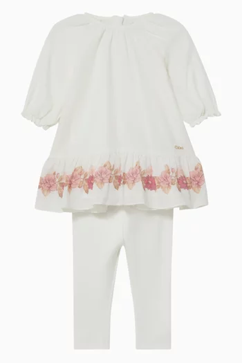 Floral Dress & Leggings Set in Cotton