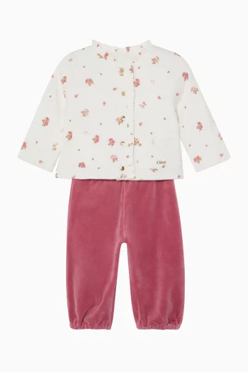 All-over Print Cardigan & Pants Set