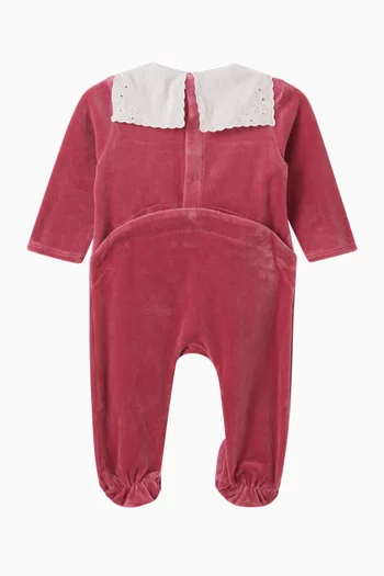 Lace Collar Sleepsuit in Velvet