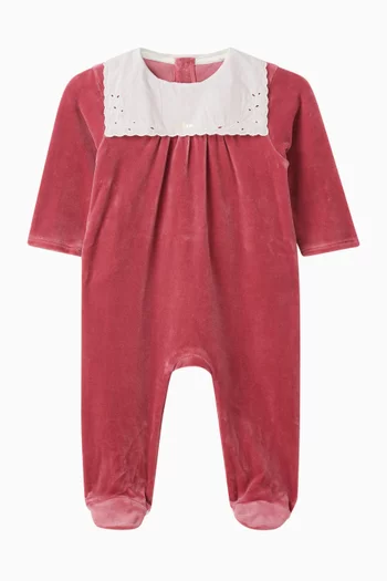 Lace Collar Sleepsuit in Velvet