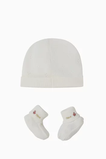 Knitted Beanie & Booties Gift Set