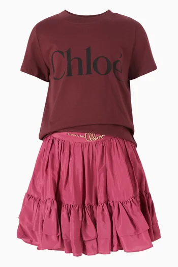 Ruffled Skirt in Silk & Viscose Crepe