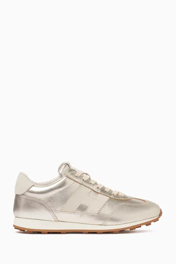 Athletic Sneakers in Metallic Leather