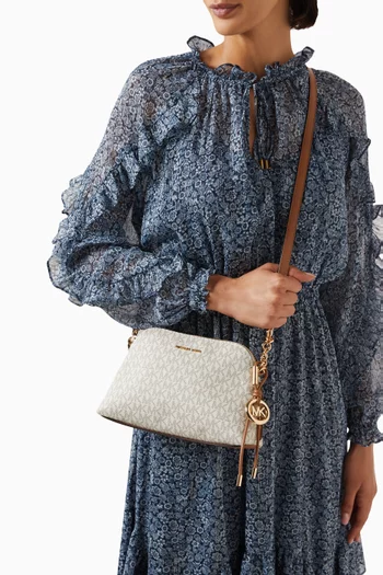 Freddie Small Crossbody Bag in Logo Print Faux Leather