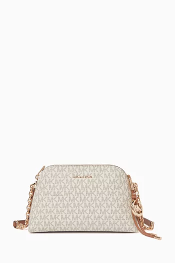 Freddie Small Crossbody Bag in Logo Print Faux Leather
