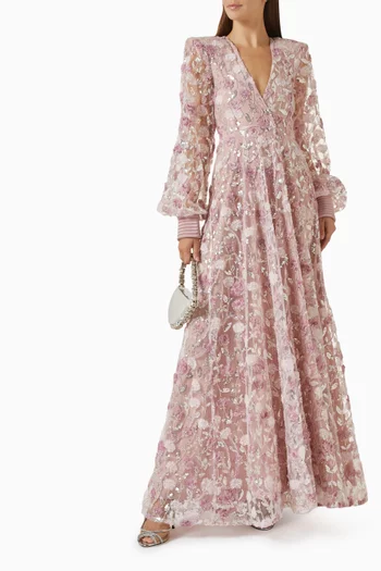 Dear Heart Embellished Gown in Chiffon