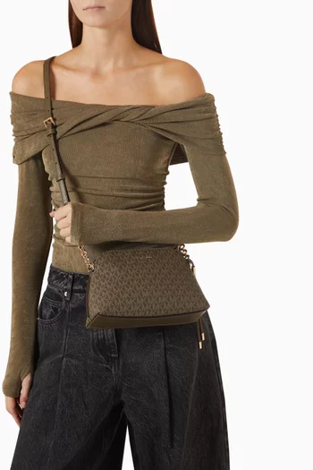 Small Dome Chain Crossbody Bag in Logo Canvas