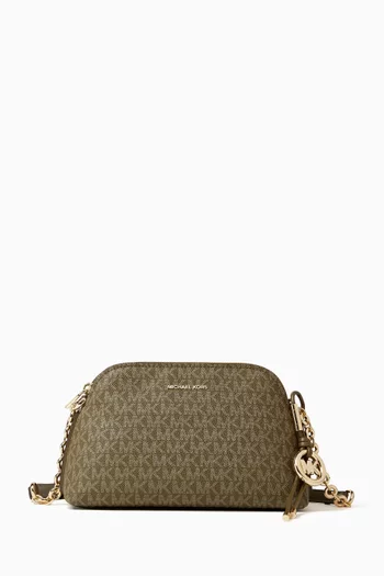 Small Dome Chain Crossbody Bag in Logo Canvas