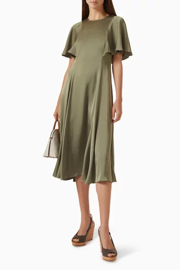 Cape Sleeve Midi Dress