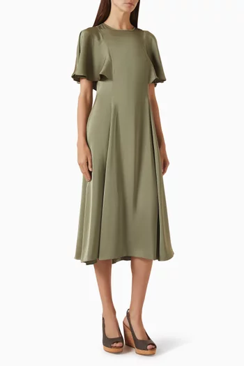 Cape Sleeve Midi Dress