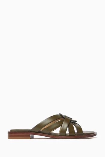 Erika Flat Sandals in Leather