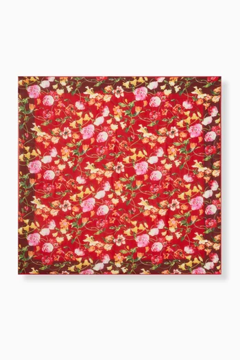 Large Wildflower Square Scarf in Wool