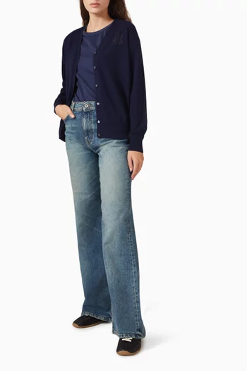 Embroidered Cardigan in Wool Blend