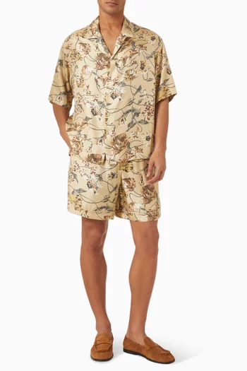 Wildflower Elastic-waist Shorts in Silk