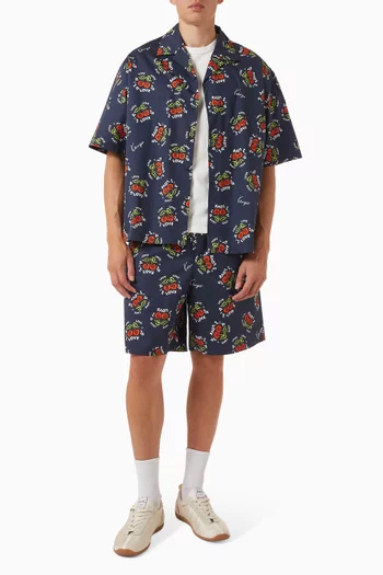 KENZO Loves Elasticated Shorts in Cotton Poplin