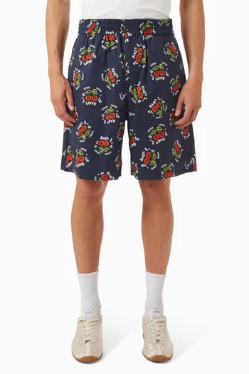 KENZO Loves Elasticated Shorts in Cotton Poplin