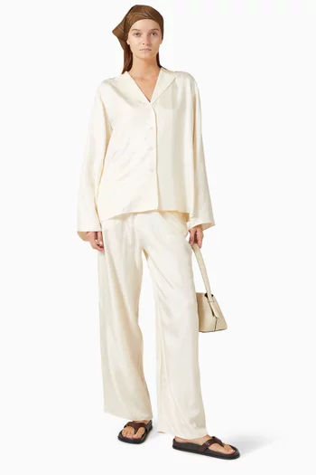 Monogram Pyjama Top in Silk Twill