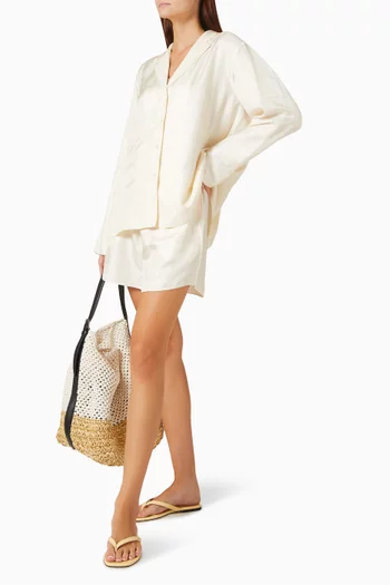 Monogram Pyjama Shorts in Silk Twill