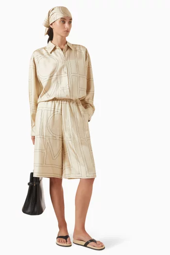 Monogram Pyjama Culotte Pants in Silk Twill